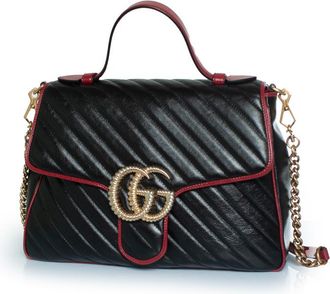 Gucci Pre-owned Womens Marmont top handle bag in black Leather - One Size