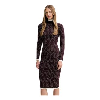 Elisabetta Franchi Monogram Gebreide Jurk - Dames - Jurken - Paars - Maat: XS Leer