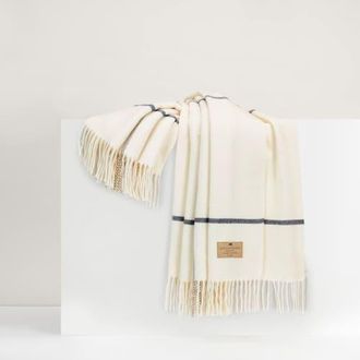 Lands Downunder Window Cashmere Throw in Ecru & Navy at Nordstrom