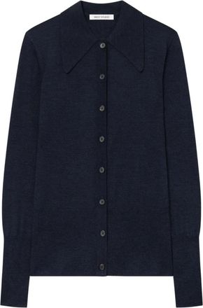 Mark Kenly Domino Tan Kassy Merino Cardigan - Dames - Vesten - Blauw - S - Wol - Truien & Vesten