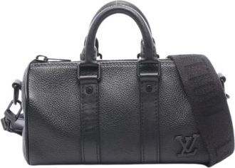 Louis Vuitton Vintage, unisex, Zwart, ONE Size, Pre-owned Keepall XS Aerogram Leder Handtas
