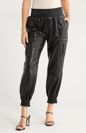 Cinq &agrave; Sept Jenning Lite Faux Leather Cargo Pants in Black at Nordstrom Rack, Size Medium