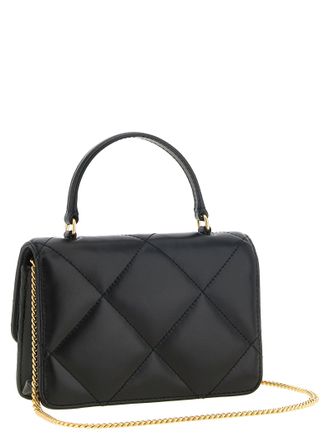 Tory Burch Kira Mini Calfskin Leather Top Handle Bag - Black