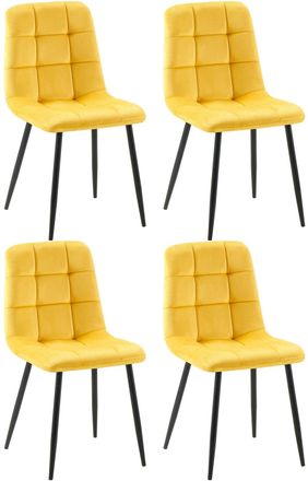 Clp Set de 4 sillas con patas de metal y asiento en Terciopelo Amarillo