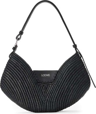 Loewe Swing Medium Raffia And Leather Bag