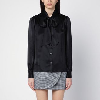 Alessandra Rich Black silk shirt with bow