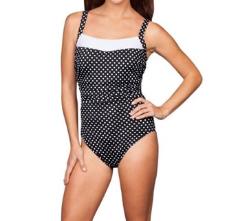 Miraclesuit Dippin Dots Kara Underwire One Piece Swimsuit - Plus In Black/ White