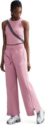 Nike Womens Phoenix High Rise Wide Pants - Pink/White Size M