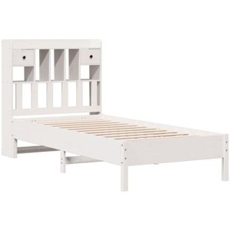 vidaXL Cama Con Estanter&iacute;a Sin Colch&oacute;n Madera Maciza Blanco 90x200 Cm Vidaxl