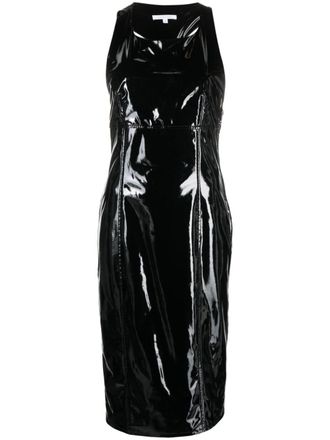 Patrizia Pepe high-shine buckled midi dress - women - Polyester/Polyurethane/Spandex/Elastane - I - Black
