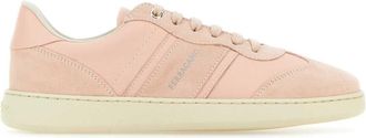 Ferragamo Pastel Pink Leather And Suede Achille Sneakers