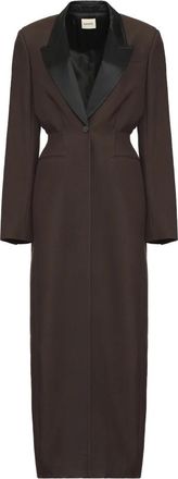 Khaite Bellow Lange Single-Breasted Jas - Dames - Mantel - Bruin - 2XS - Leer - Jassen