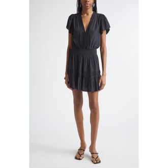 Ramy Brook Irene Short Sleeve Minidress in Black at Nordstrom, Size Xx-Large