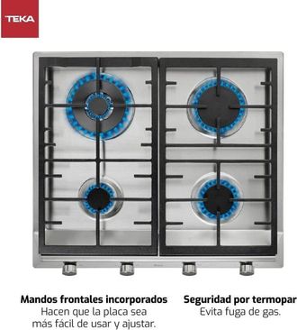 Teka Placa A Gas Butano Superficie Acero Inoxidable 58cm 4 Zonas