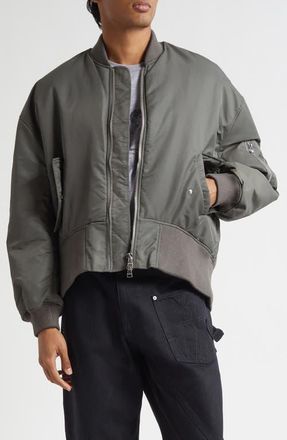 J.W.Anderson Curved Hem Oversize Bomber Jacket in Steel at Nordstrom, Size X-Large