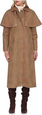 Avec Les Filles Faux Suede Cape Trench Coat Womens Coat Fawn : LG, Polyester