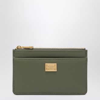 Dolce & Gabbana Zip card holder in plong&eacute; calfskin, military green