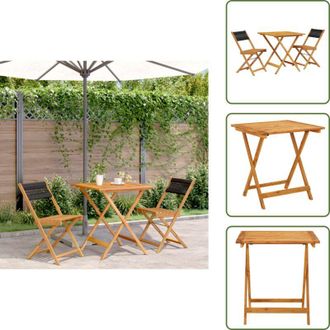 vidaXL The Living Store Set da Bistrot 3pz Nero in Polipropilene e Legno Massello - Sedie da giardino