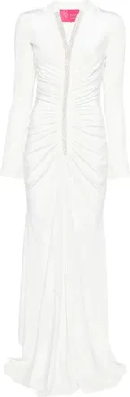 Miau by Clara Rotescu Moon maxi dress - women - Silk/Polyamide/Elastane - 34 - White