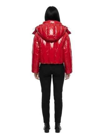 Dolce & Gabbana Glossy Cropped Puffer Down Jacket - Red