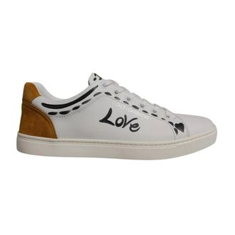 Dolce & Gabbana White Suede Low Top Trainers with Logo