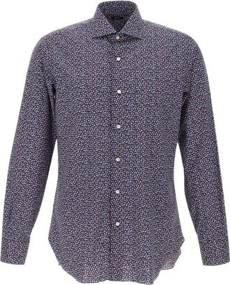Barba Camicia con fantasia micro - Blu