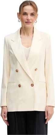 Benetton Dubbele-rijige blazer - Dames - Blazers - Beige - L - Wol - Jassen
