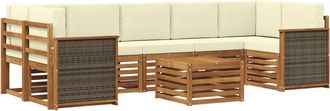 vidaXL Conjunto De Sof&aacute;s De Exterior 8 Uds. Natural Y Crema Vidaxl