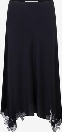 Stella McCartney Asymmetrischer Rock aus Seidencr&ecirc;pe und Spitze