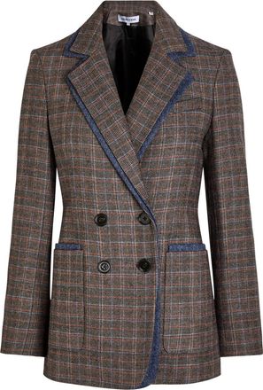 Veronica Beard Hedi Dickey Layered Tweed Blazer - Charcoal - 12 (UK16 / XL)