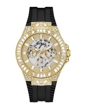 Guess Guess Mens Black Gold Tone Multi-Function Watch