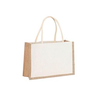 Generic Compatible For Burlap Jute Tote Shopping Bag Reusable Grocery Wedding Birthday Gift Handle Bags Handmade Multifunctional(G)