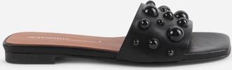Intentionally blank Womens Cocktail Leather Slide Sandal In Black