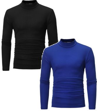 Generic 1/2 Pack Mens Long Sleeve Thermal Underwear Tops Turtle Neck Pullover Long Sleeve Roll Neck T-Shirt Casual Basic Slim Fit Knitted Mock Neck Tee Top Li