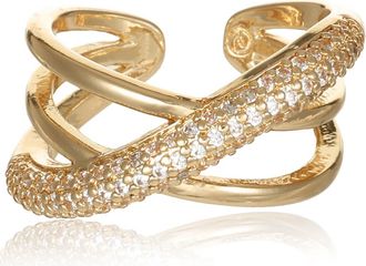Ettika Cubic Zirconia Crossover Ring in Gold at Nordstrom Rack, Size 7
