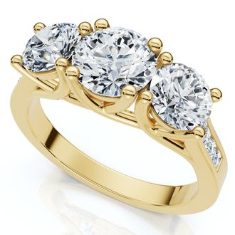Pompeii3 2Ct Three Stone Diamond Anniversary Engagement Ring 14k Gold or Pt Lab Grown