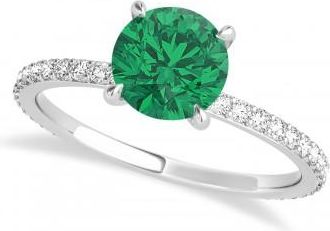 Allurez Round Emerald & Diamond Hidden Halo Engagement Ring Platinum (1.68ct)