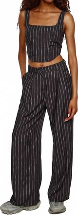Another Girl Pinstripe Wide Leg Trouser In Navy Pinstripe