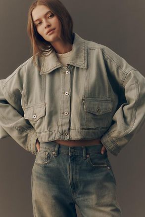 Pilcro Boxy East-West Cropped Denim Jacket