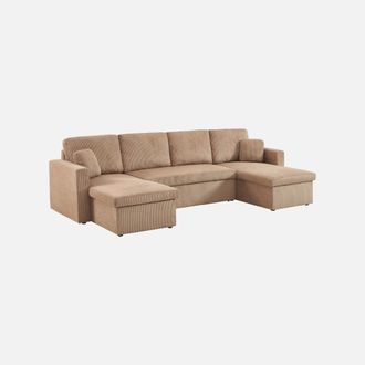 Sweeek Sof&aacute; Cama Panor&aacute;mico De Pana Con Ba&uacute;l, 4 Plazas