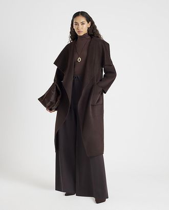 River Island Womens Coat Brown Premium Handmade Wool Blend - Size Medium