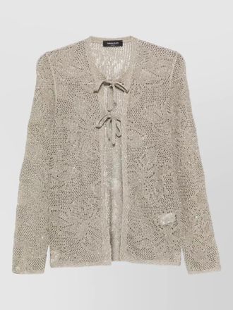 Fabiana Filippi long sleeve crochet cardigan sheer knit pockets