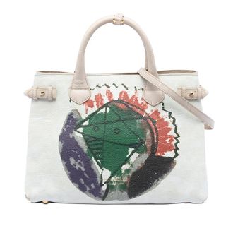 Burberry Pre-owned Burberry Medium Leather and House Check Canvas Pallas Head Banner Satchel CFPLIW1302