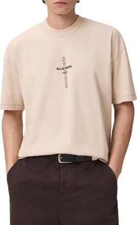 AllSaints Knox Embroidered Graphic T-Shirt in Phantom White at Nordstrom, Size Xx-Large