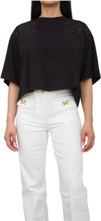 Elisabetta Franchi Casual Katoenen T-Shirt voor Mannen - Dames - T-shirts - Zwart - S - Katoen - Tops