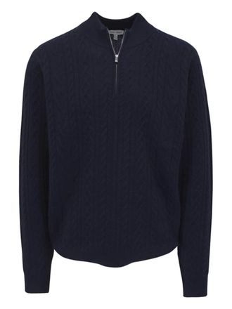Peter Millar cable-knit half-zip sweater - men - Yak/Cashmere/Wool - L - Blue