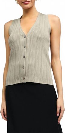Current Air Button Sweater Vest In Light Taupe