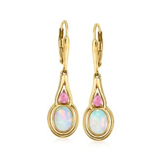 Ross-Simons Ethiopian Opal and. Pink Tourmaline Drop Earrings in 18kt Gold Over Sterling