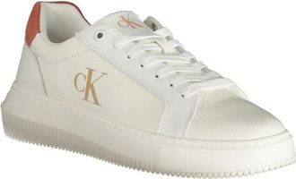 Calvin Klein Logo-Print Leather Sneaker - White