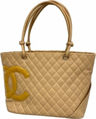 Chanel Beige Orange Leather Tote Bag (Pre-Owned)